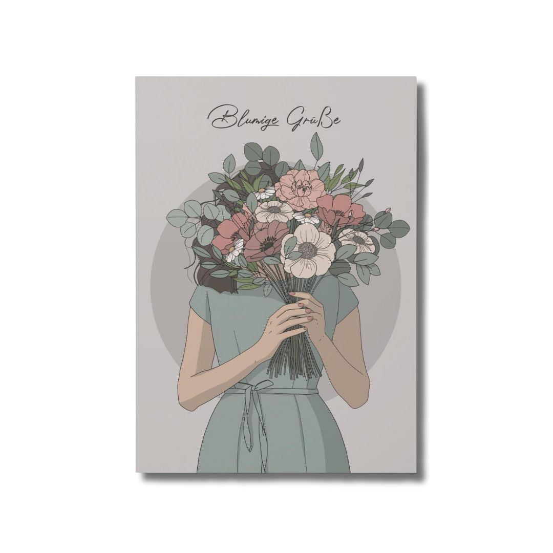 Rotberta Postkarte 'Blumige Grüße'