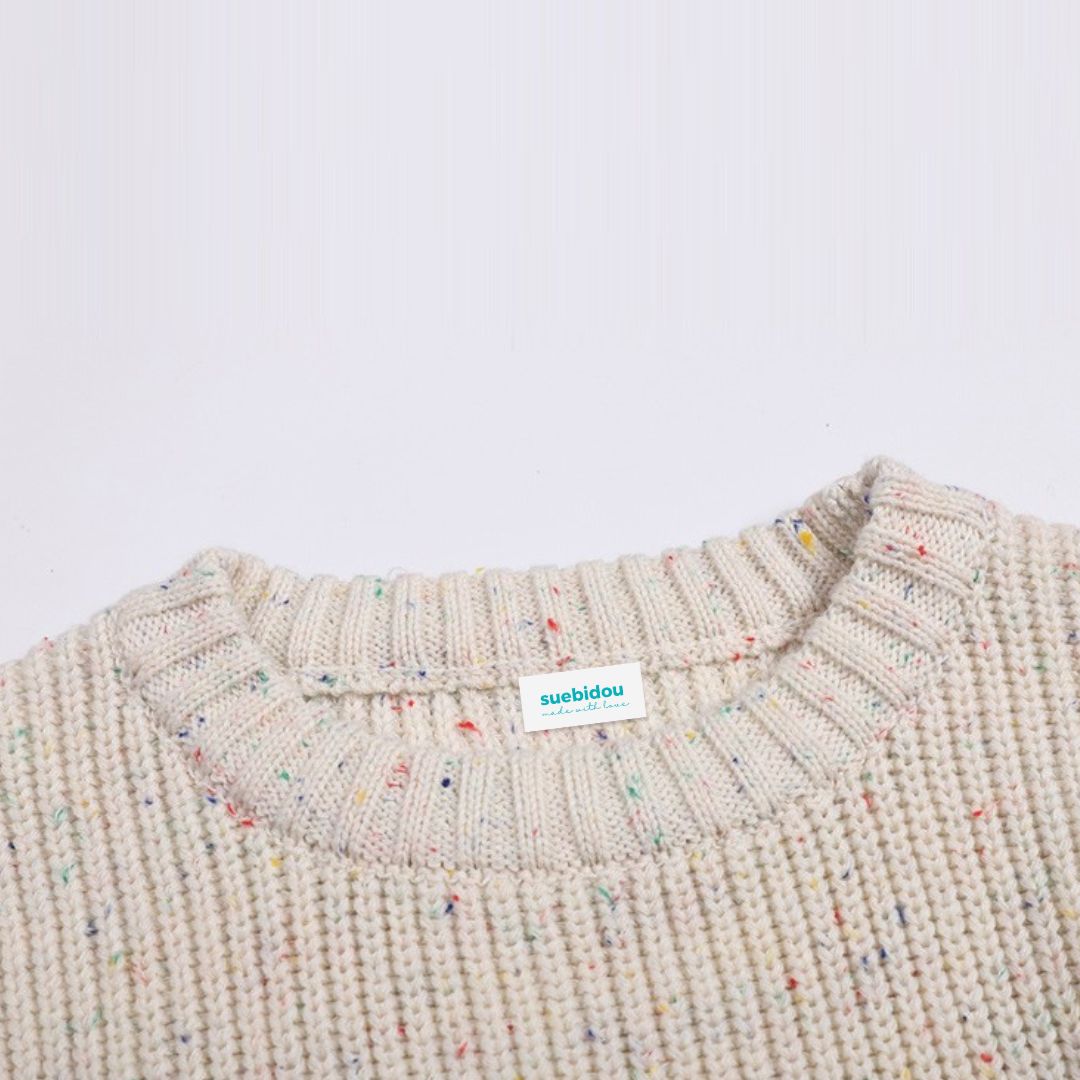 Kinder Grobstrick Pullover 'Colorful Dots'