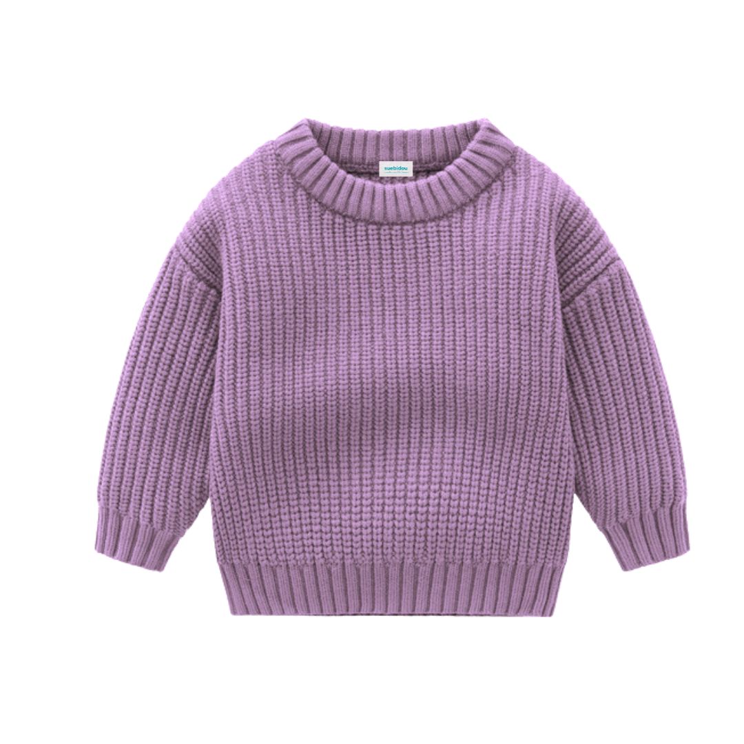Kinder Grobstrick Pullover 'Loose' lila