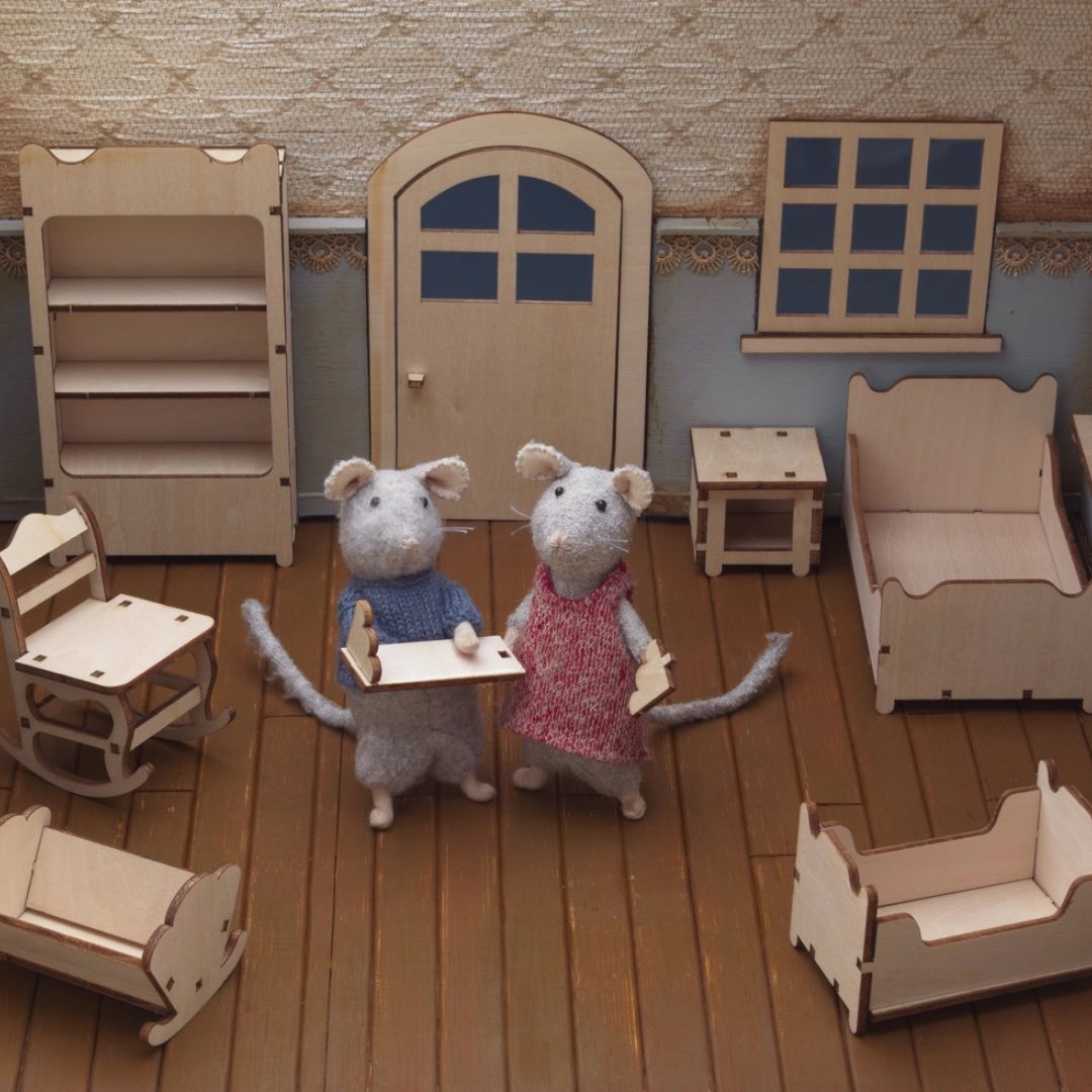 Puppenhausmöbel-Set zum Selbermachen Schlafzimmer
