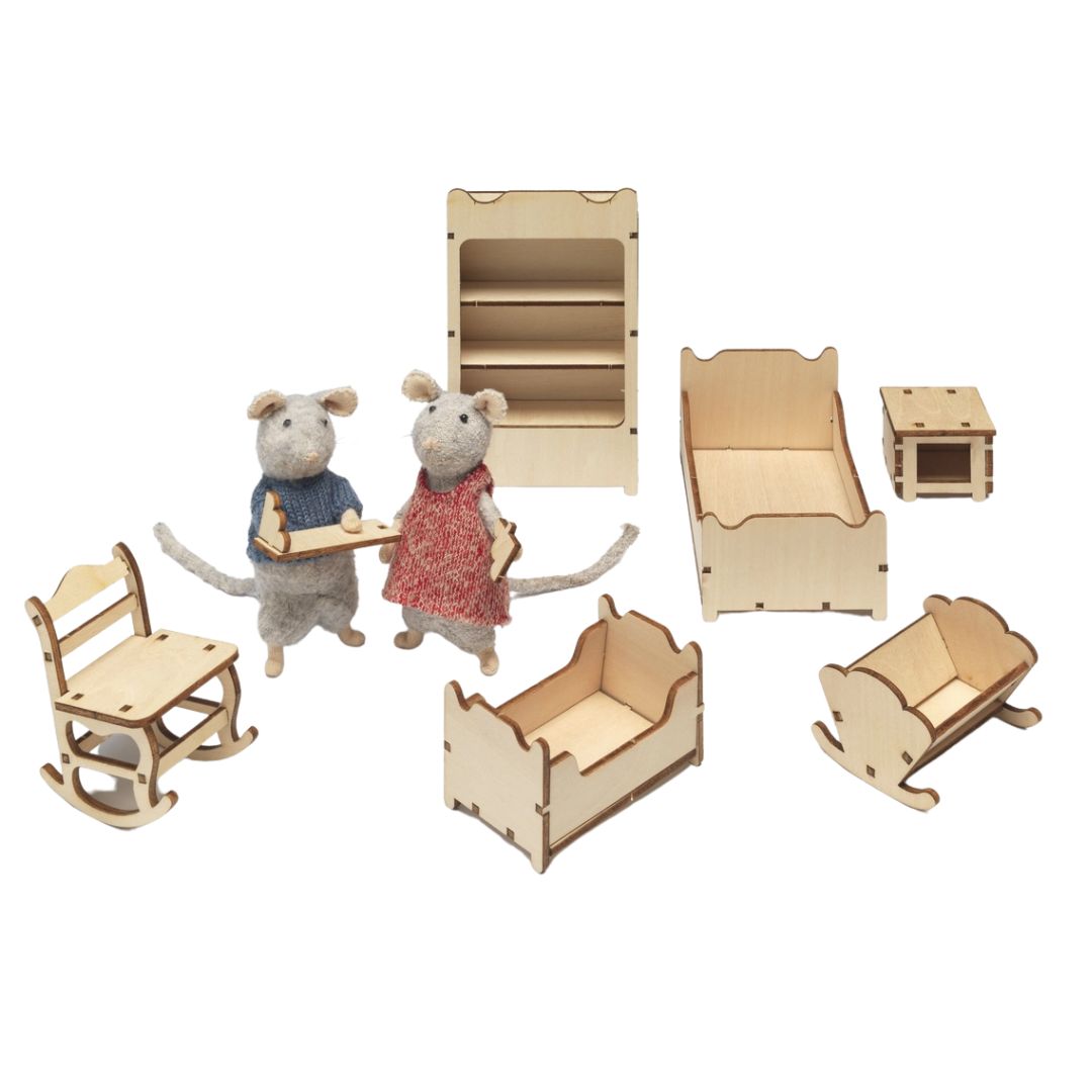 Puppenhausmöbel-Set zum Selbermachen Schlafzimmer