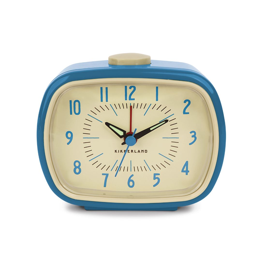 Retro Wecker mit Alarm blau Glow in the Dark