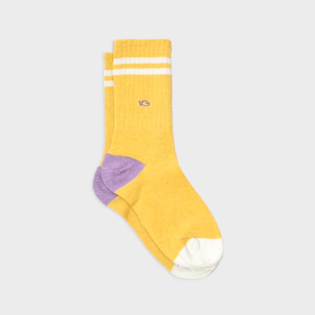 Retro-Socken aus gekämmter Baumwolle gelb