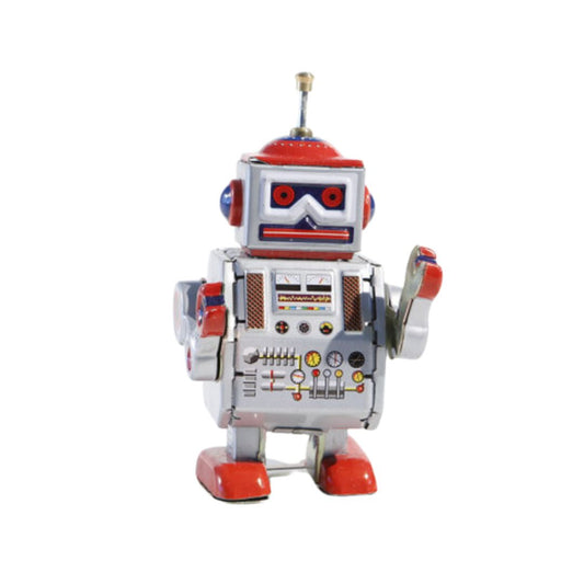Aufziehspielzeug Roboter 'Leader' silber/rot
