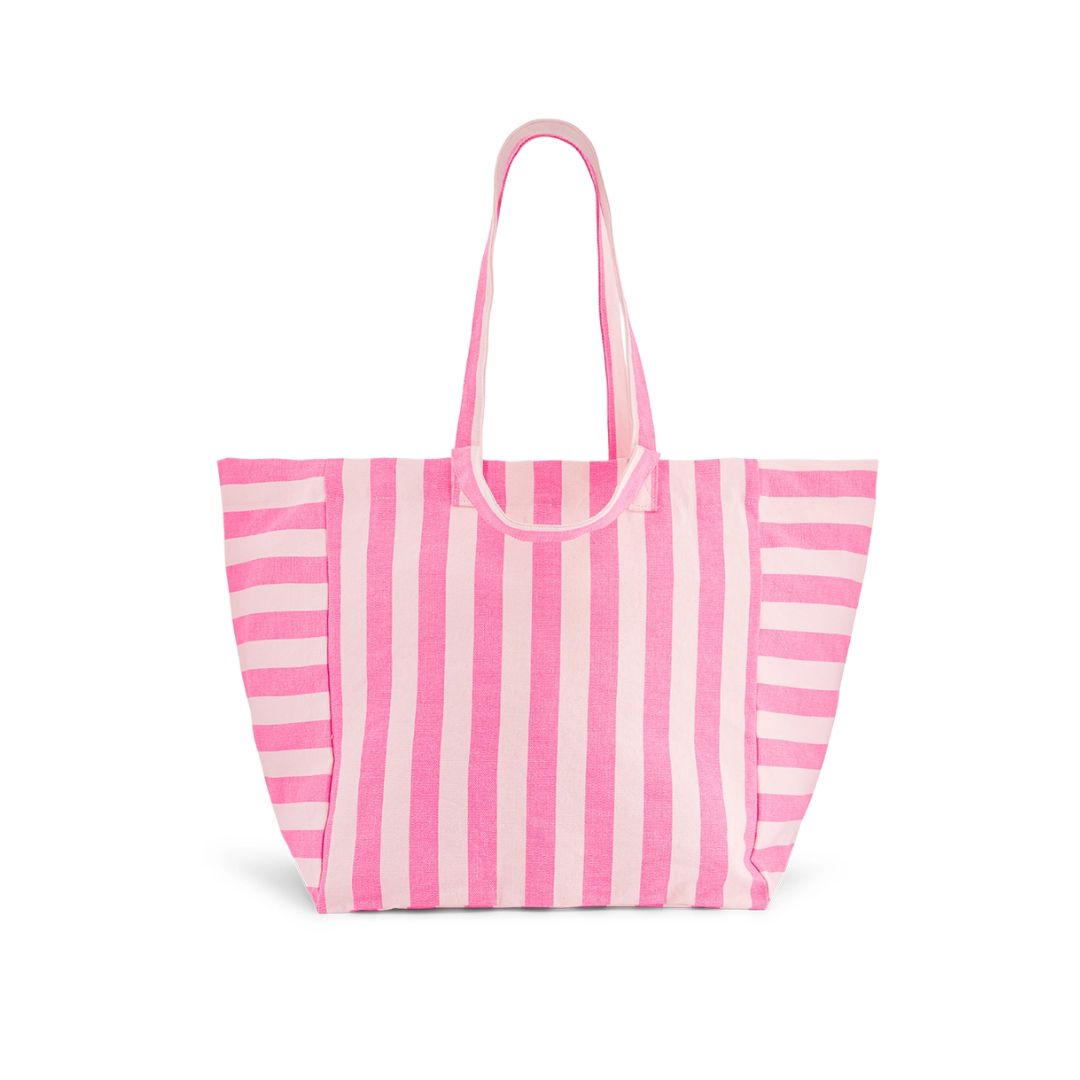 ELISA ECRU GESTREIFTE TASCHE - NEONPINK