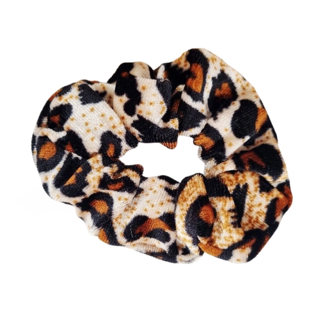 Samt-Scrunchie Haargummi leopard/beige/schwarz/braun/camel