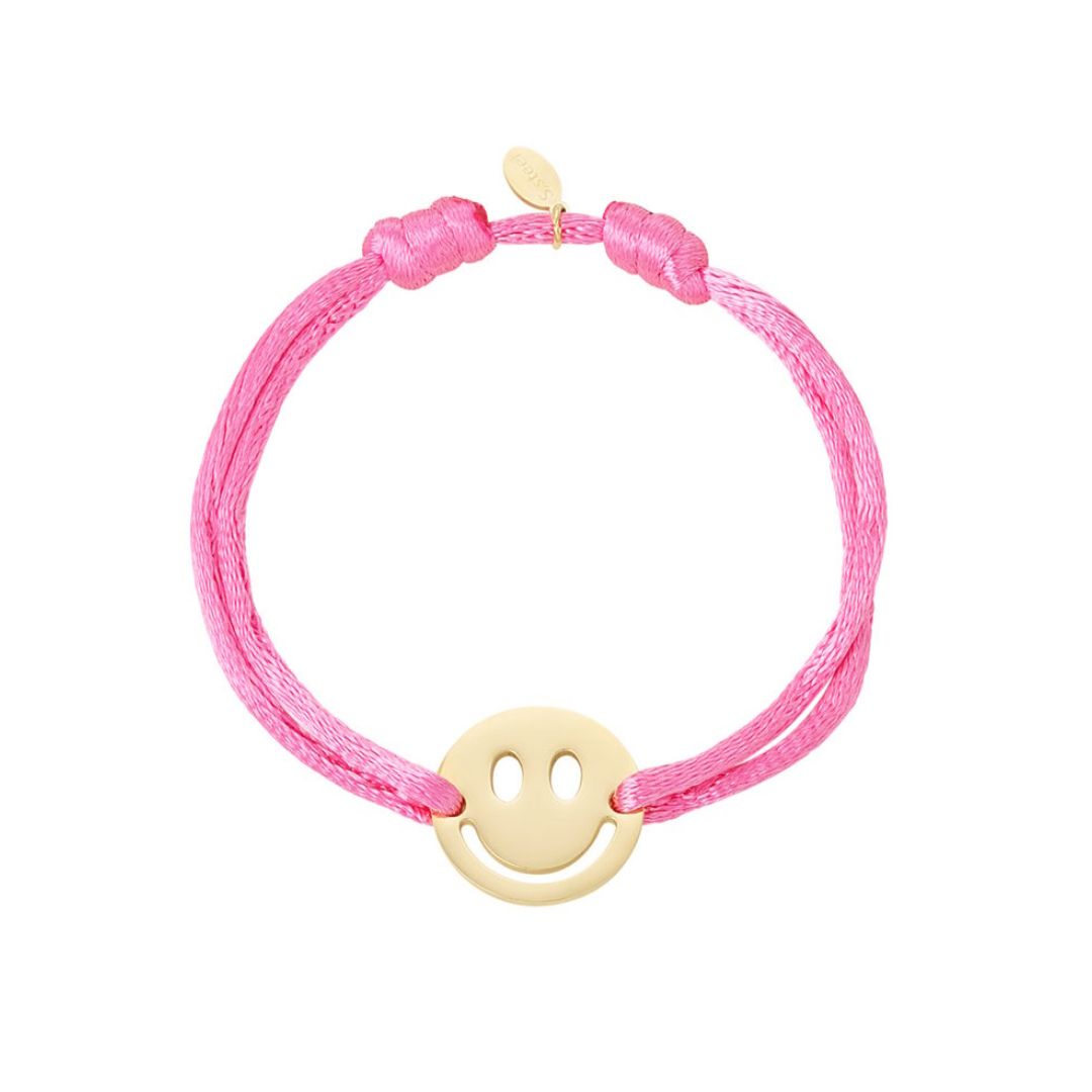 Satinarmband mit Smiley pink