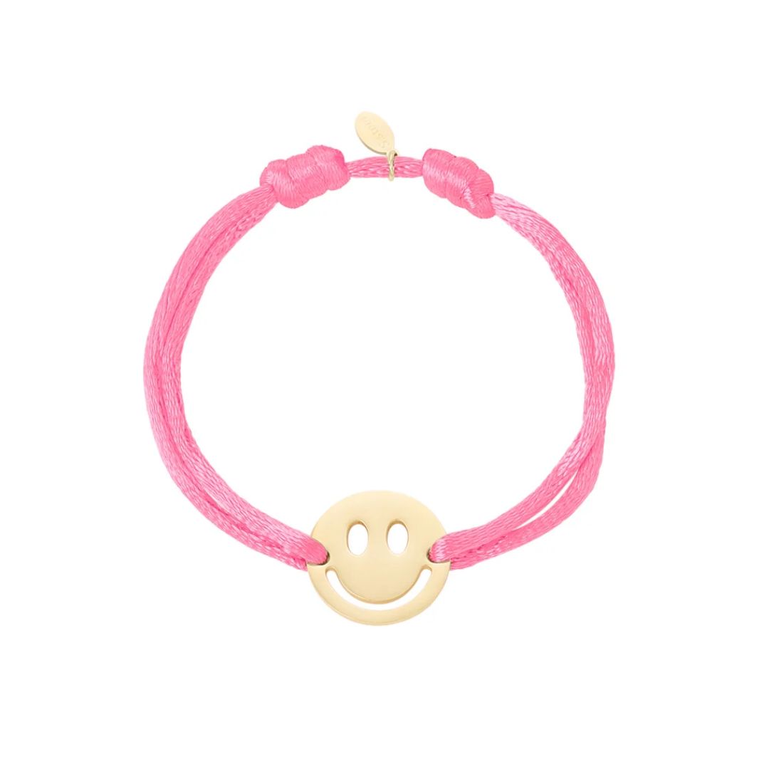 Satinarmband mit Smiley light pink
