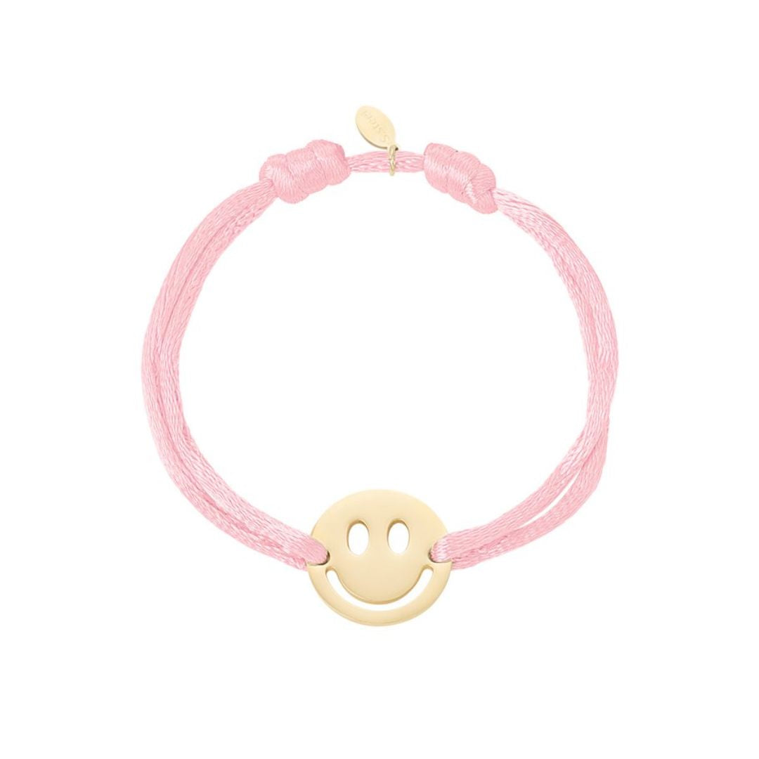 Satinarmband mit Smiley hellrosa
