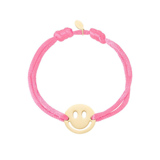 Satinarmband mit Smiley light pink