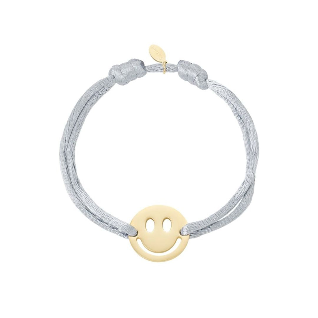 Satinarmband mit Smiley silbergrau