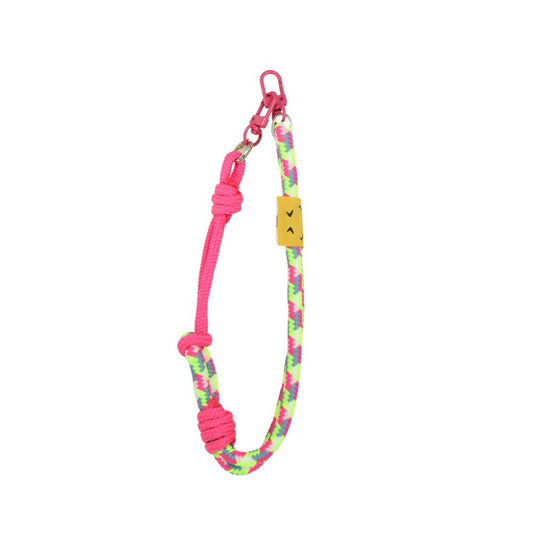 Schlüsselanhänger aus geflochtenem Seil rosa/neongelb