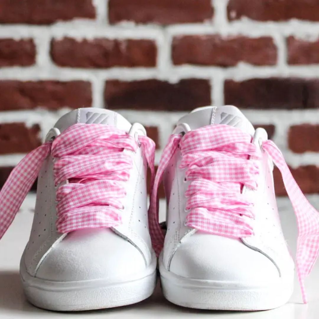 Schnürsenkel mit Vichy-Muster rosa