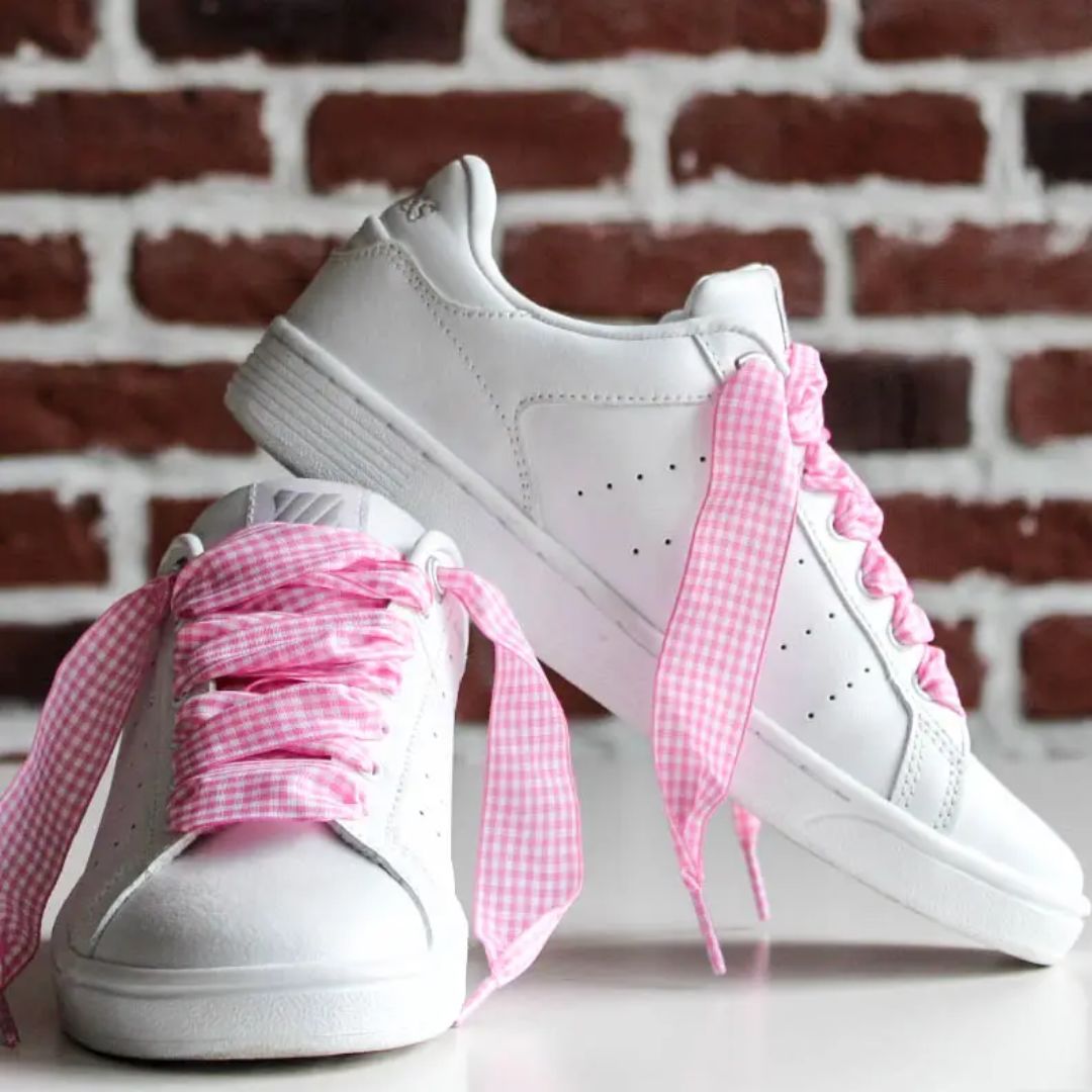 Schnürsenkel mit Vichy-Muster rosa