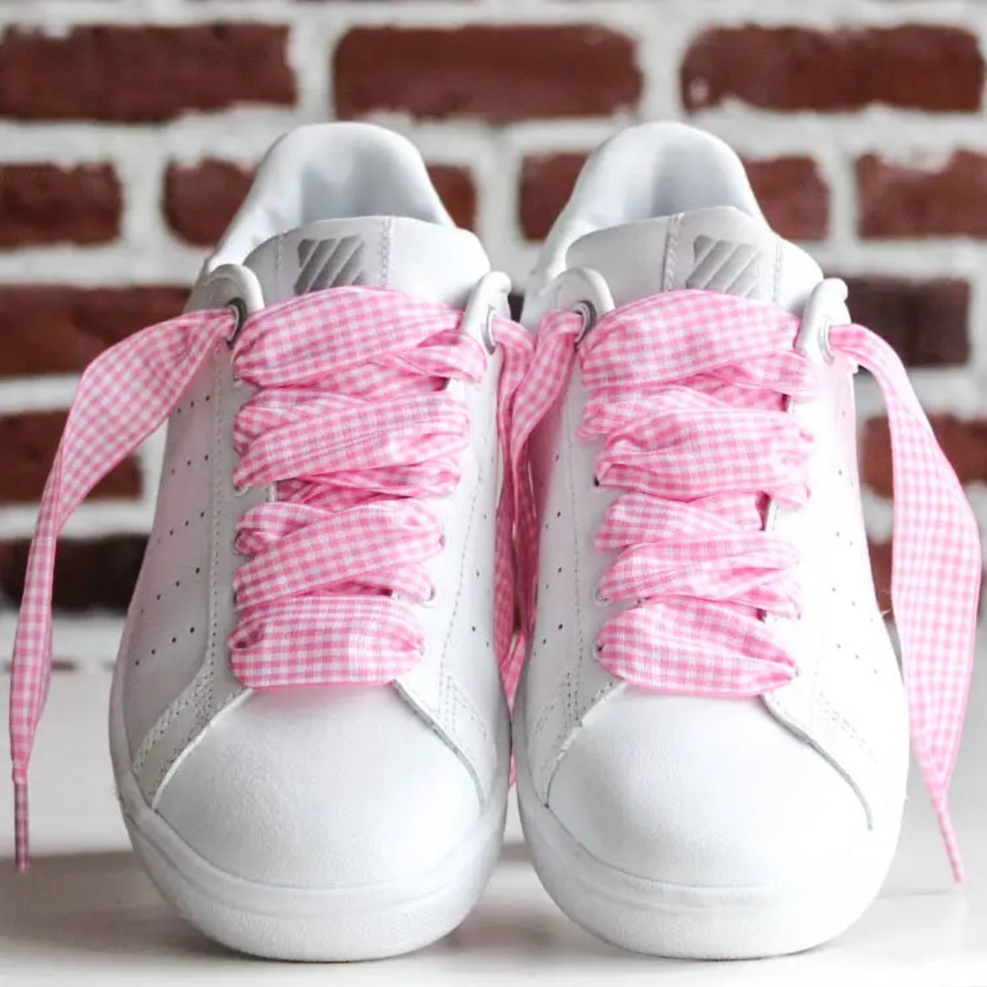 Schnürsenkel mit Vichy-Muster rosa