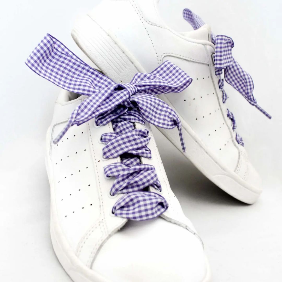 Schnürsenkel mit Vichy-Muster violett