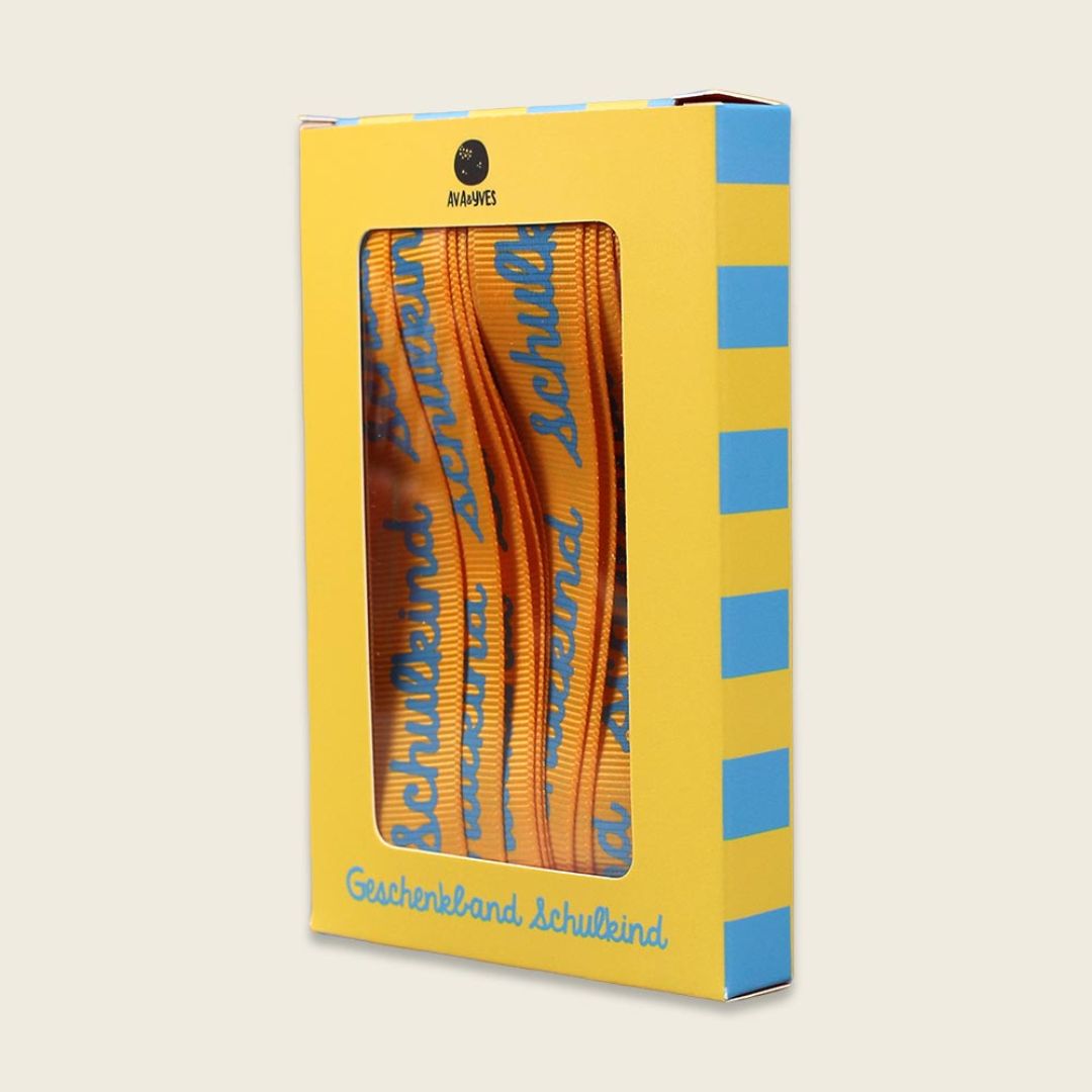 Geschenkband-Set „Schulkind“ orange/blau