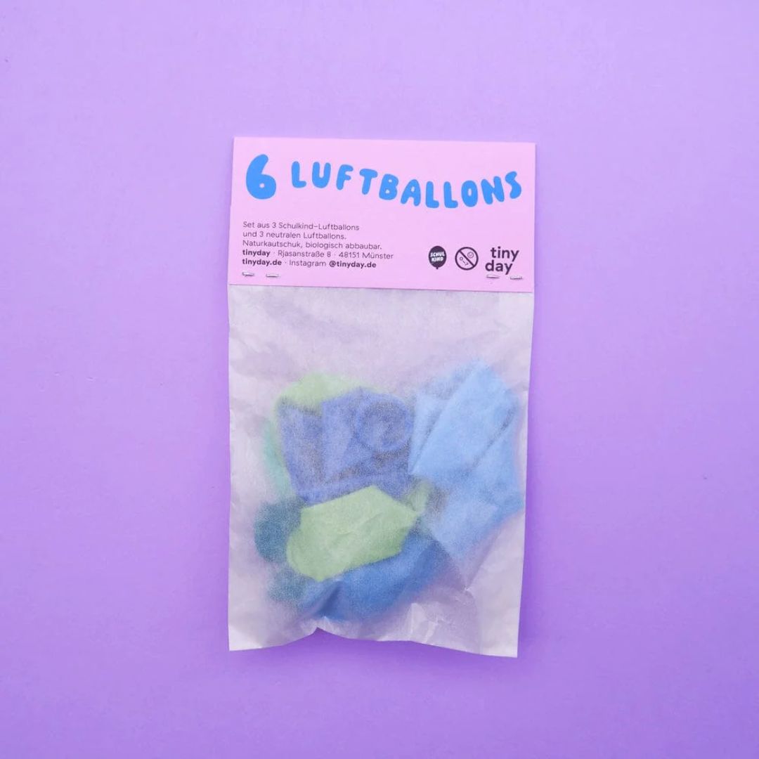 Schulkind Luftballon Set blau-Mix 6 Stück