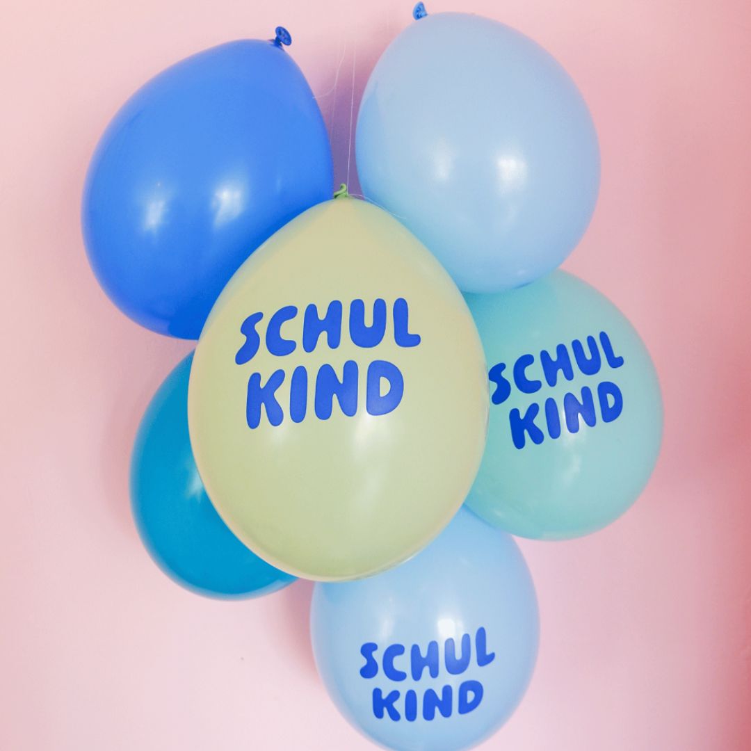 Schulkind Luftballon Set blau-Mix 6 Stück