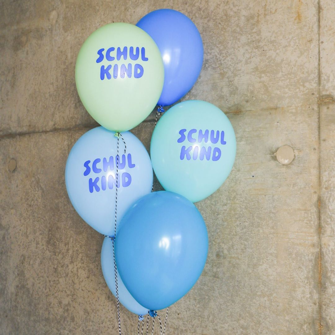 Schulkind Luftballon Set blau-Mix 6 Stück