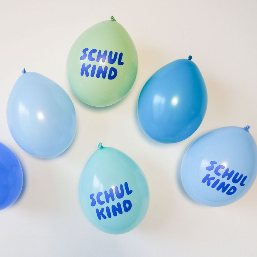 Schulkind Luftballon Set blau-Mix 6 Stück