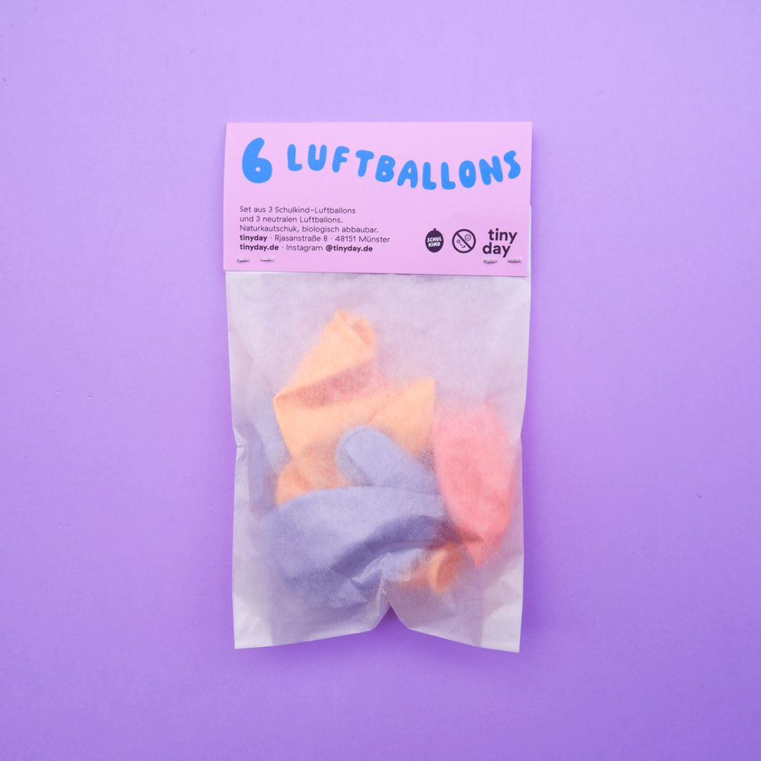 Schulkind Luftballon Set rosa-Mix 6 Stück