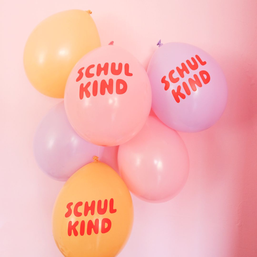 Schulkind Luftballon Set rosa-Mix 6 Stück