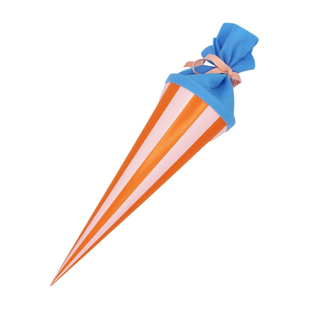 Schultüte mit Streifen orange/rose 35 cm