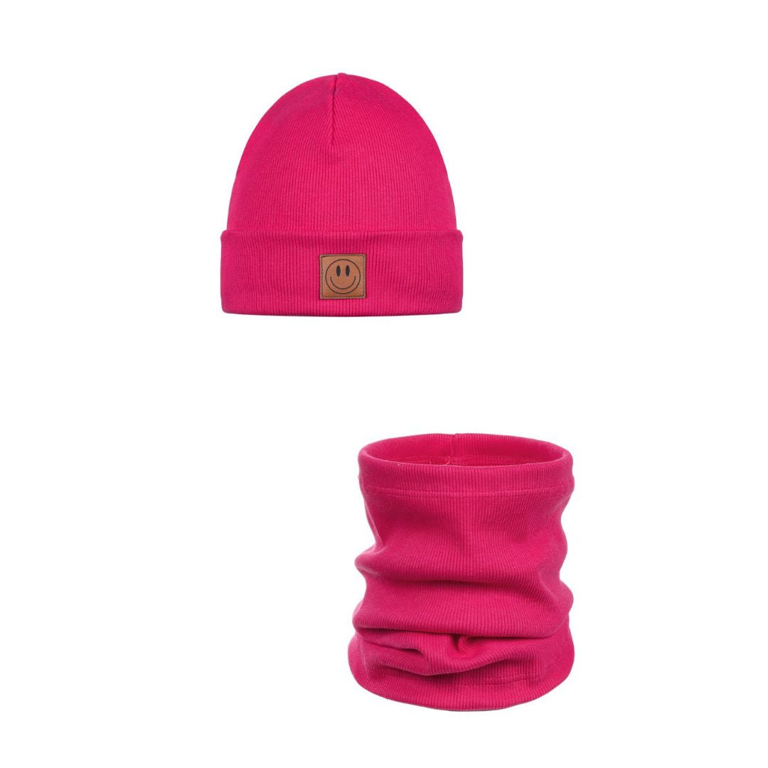 Set Mütze und Loop für Kinder fuchsia/pink