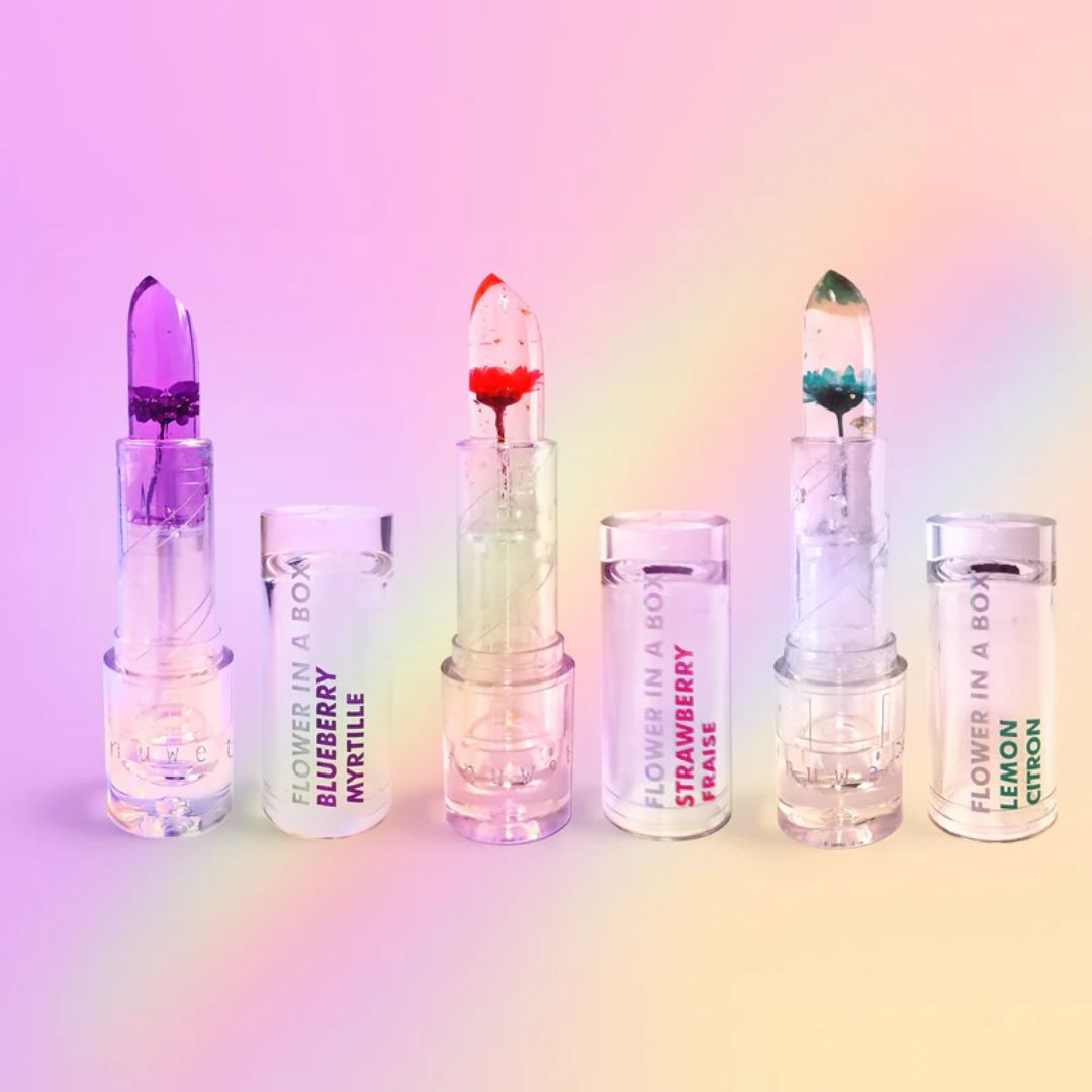 Shiny Lippenstift 'Blume in einer Box' zitrone/türkis