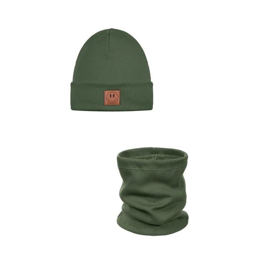 Set Mütze und Loop für Kinder khaki/grün