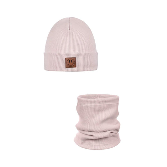 Set Mütze und Loop für Kinder puderrosa