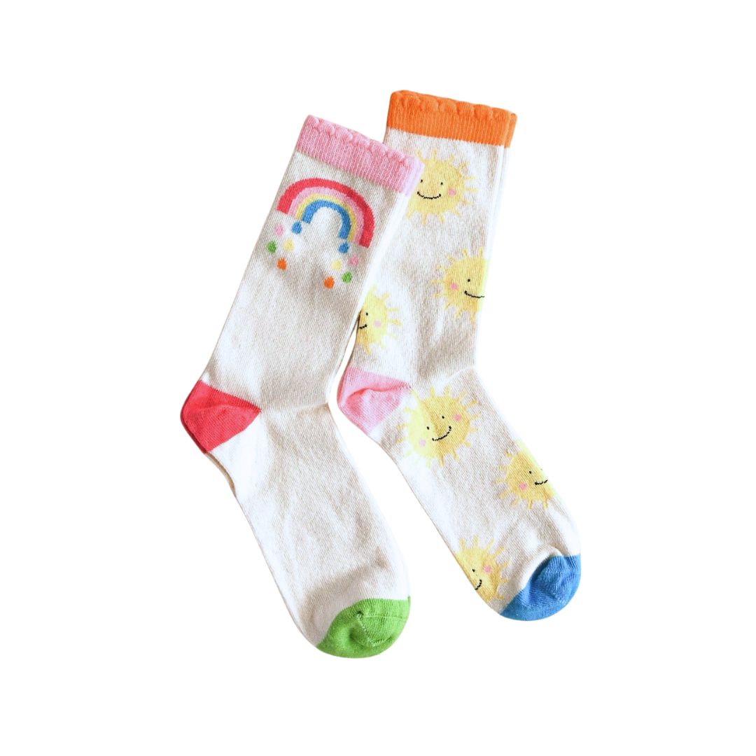 2 Paar Kinder Socken 'Regenbogen und Sonnenschein'