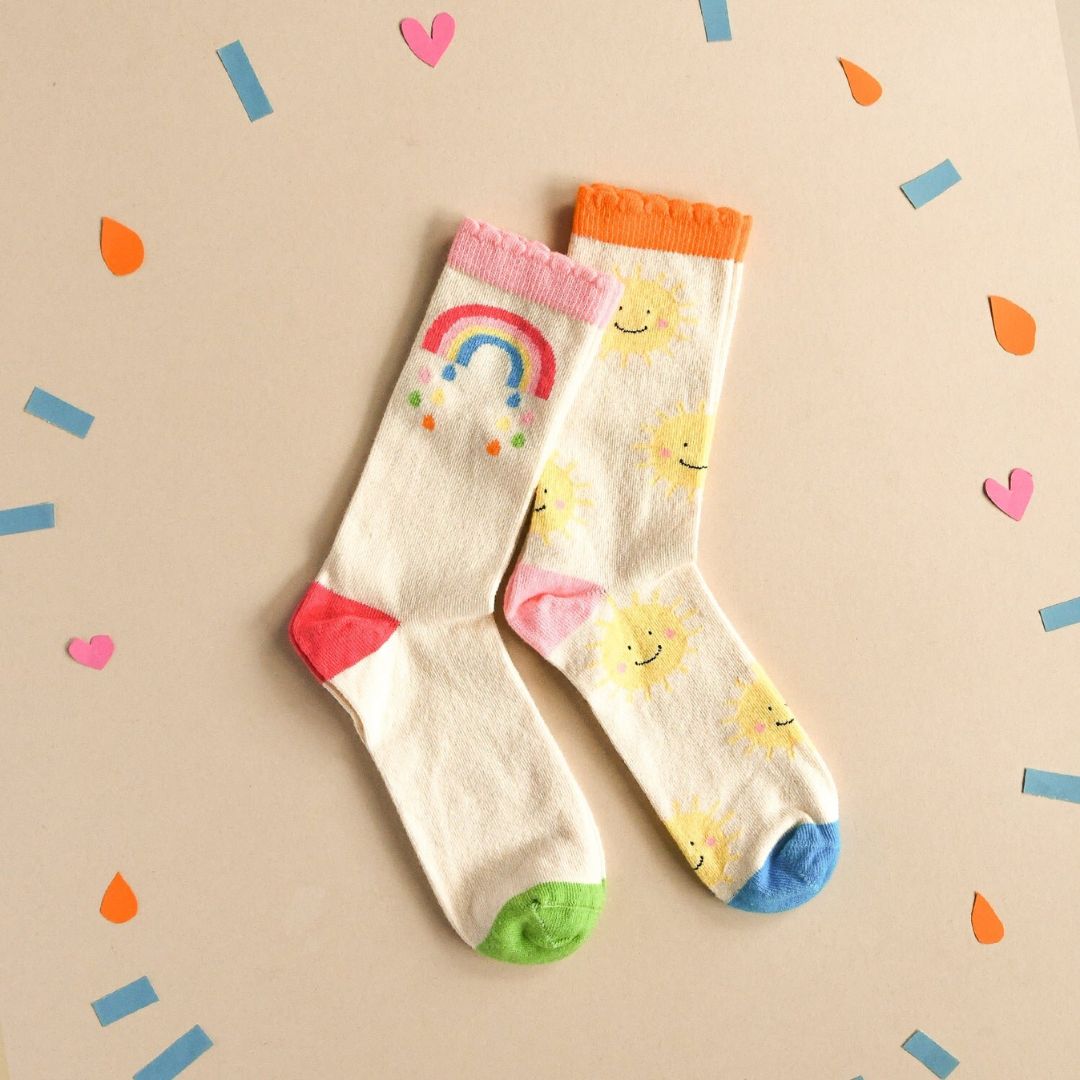 2 Paar Kinder Socken 'Regenbogen und Sonnenschein'