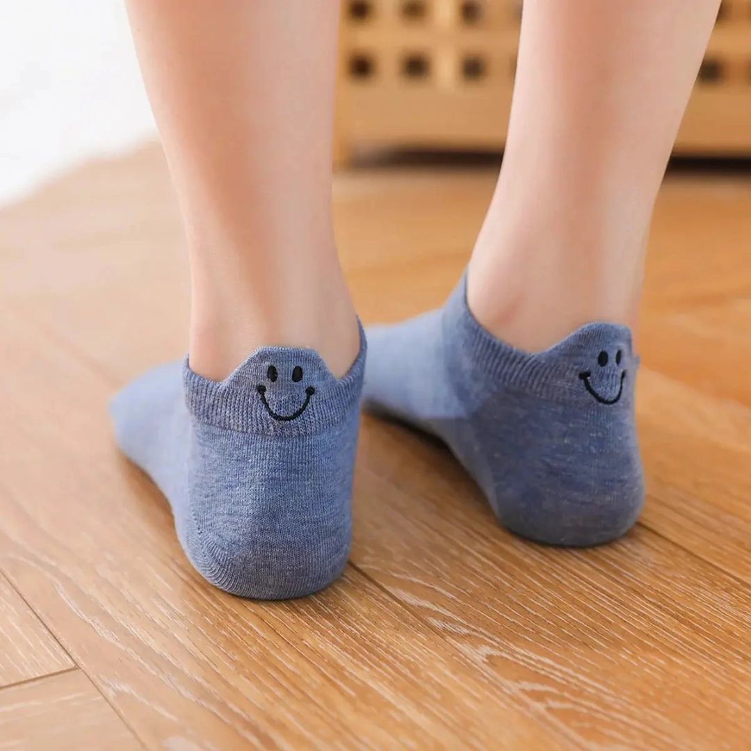 Damen Socketten mit Lasche Happy blau