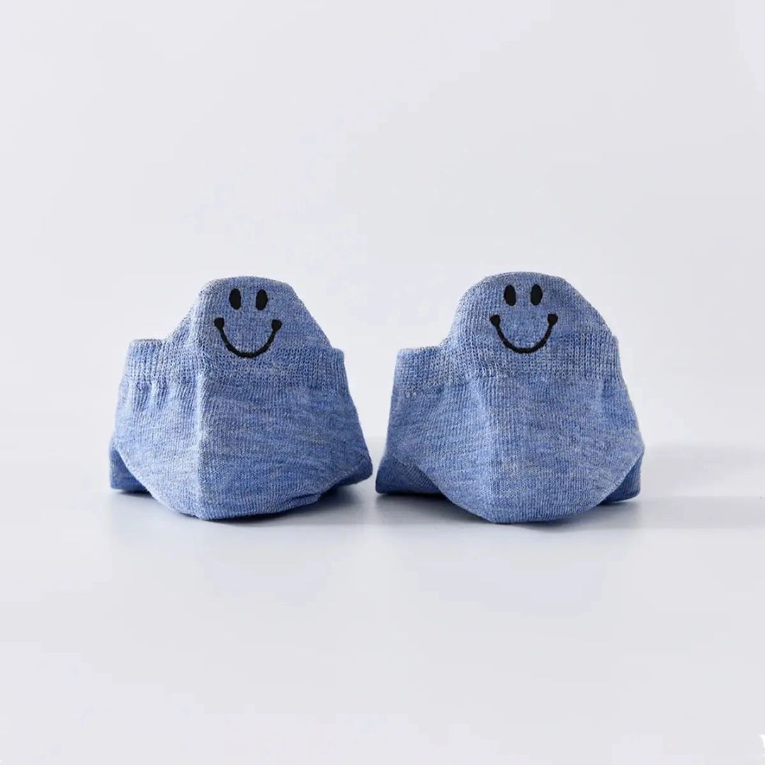 Damen Socketten mit Lasche Happy blau