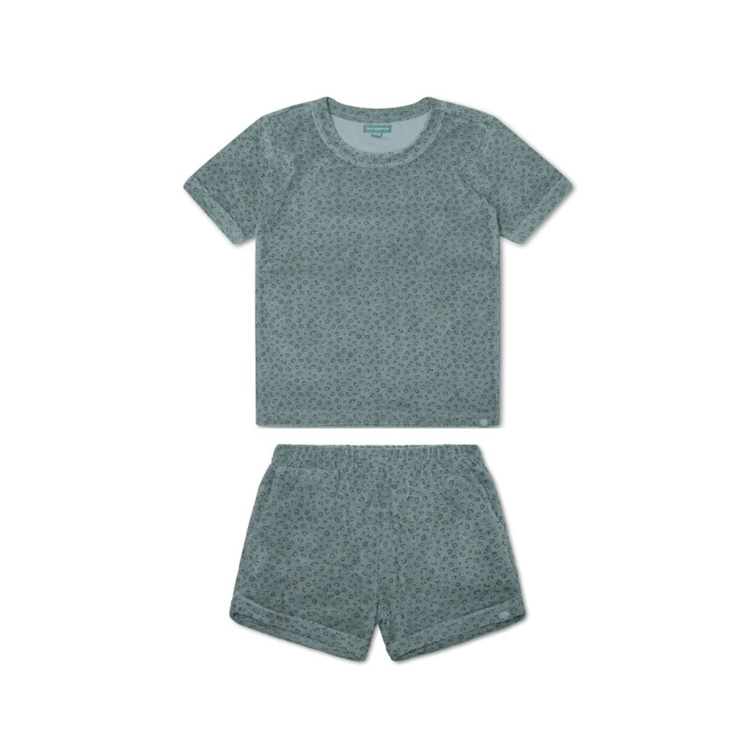 Sommer Frottee Set Shirt und Shorts für Jungen leo grün – suebidou