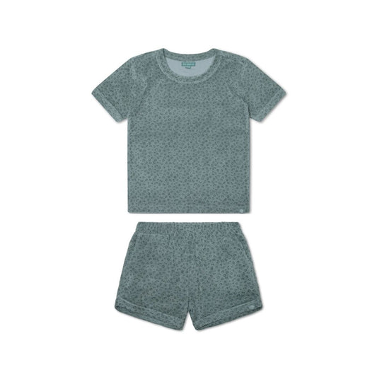 Sommer Frottee Set Shirt und Shorts für Jungen leo grün