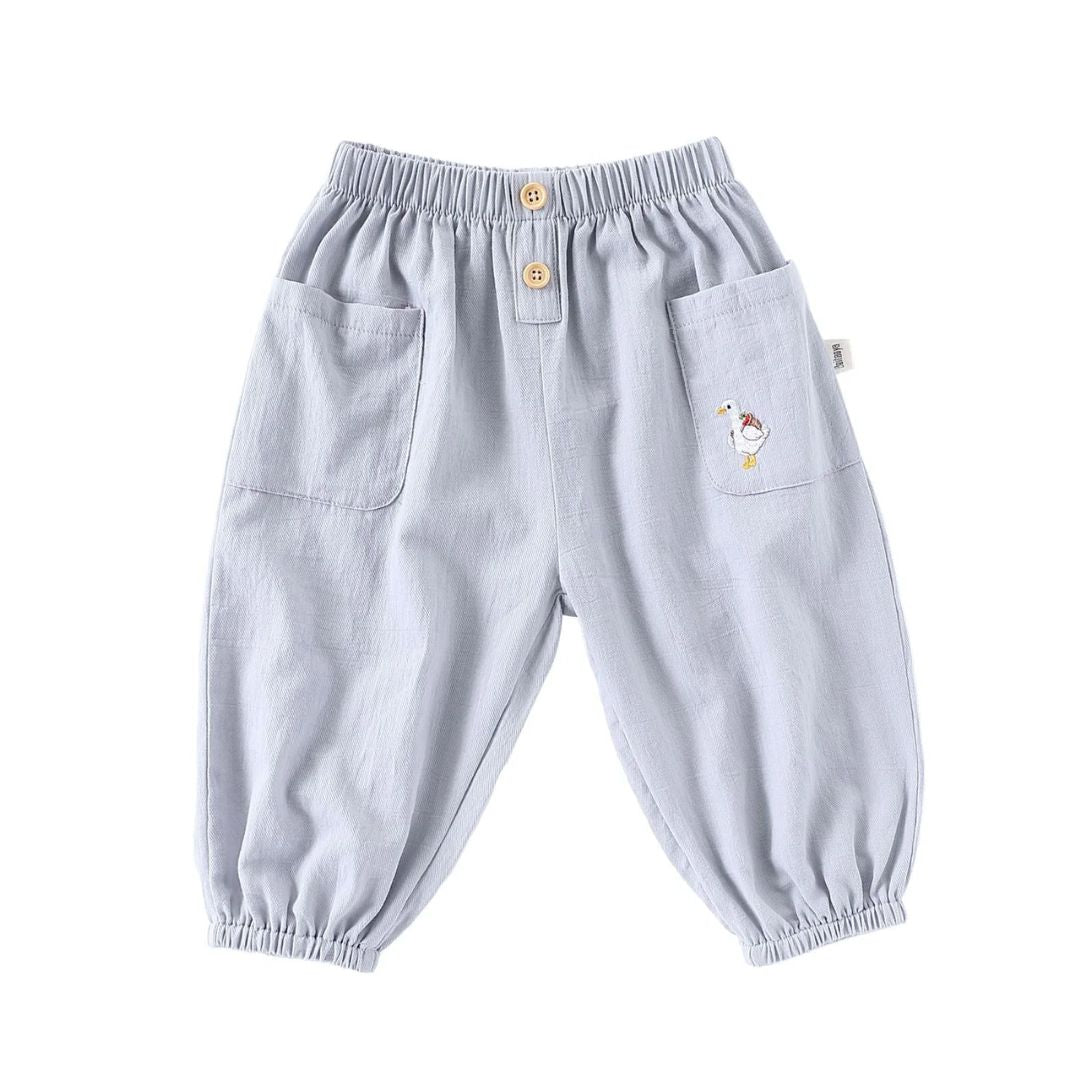 Legere Hose 'Comfy' mit kleiner Stickerei grau