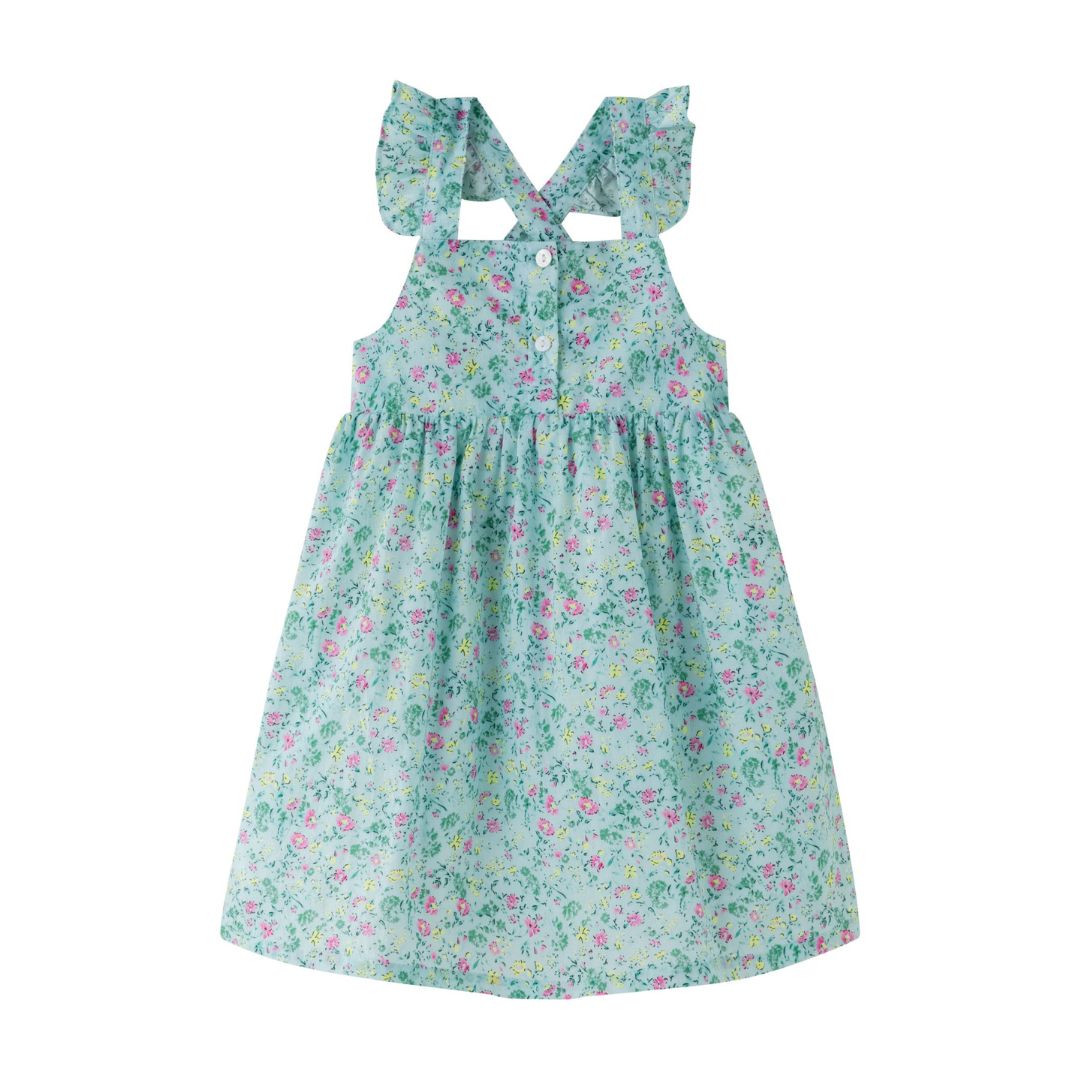 Türkisfarbenes Blumenkleid für Mädchen