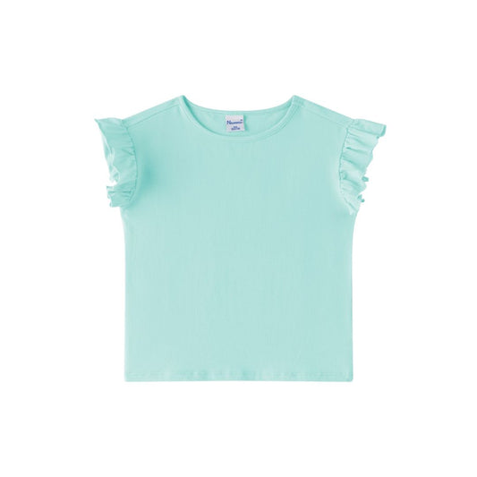 T-Shirt für Mädchen unifarben türkis