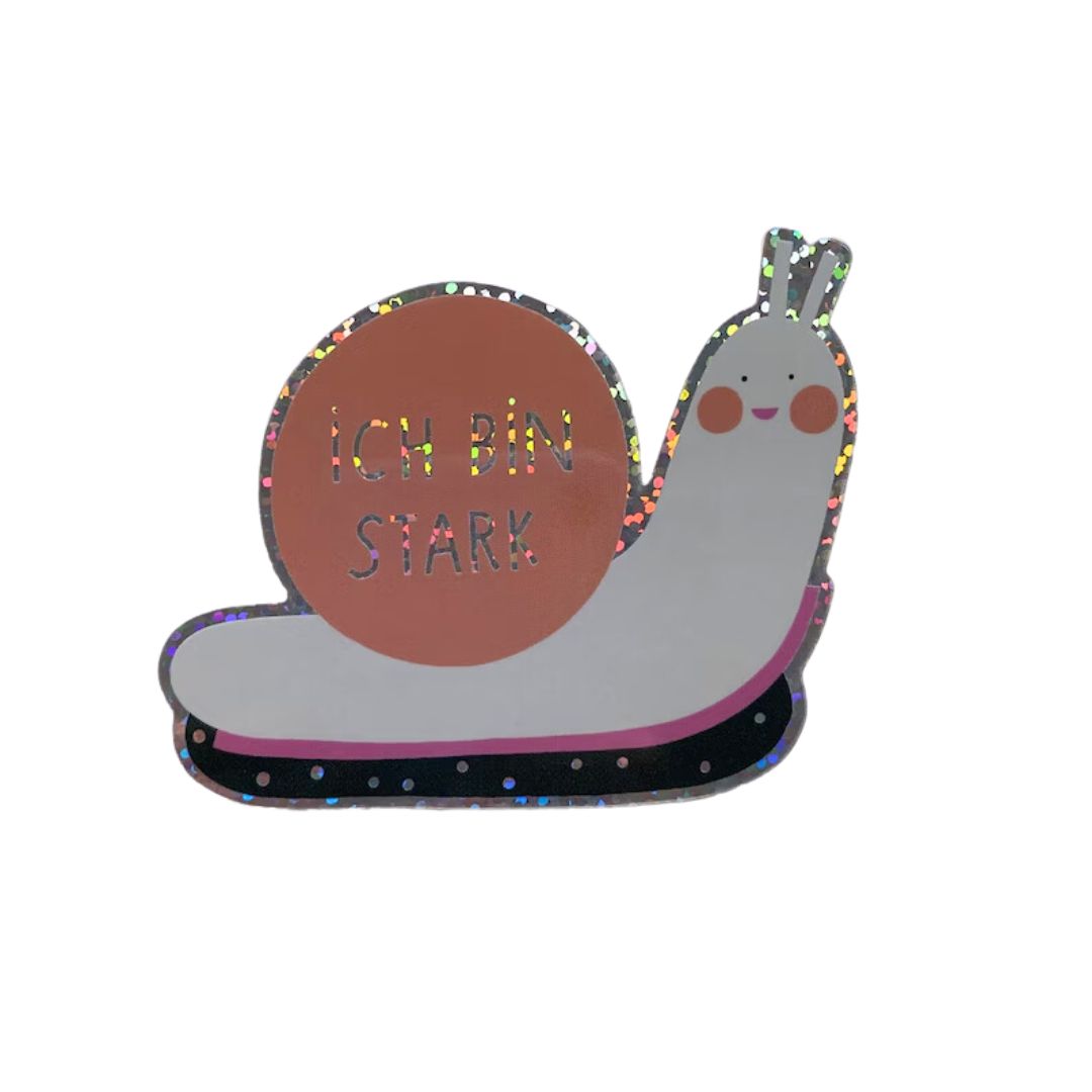 Karte mit Glitzer-Sticker Schnecke 'Ich bin stark'