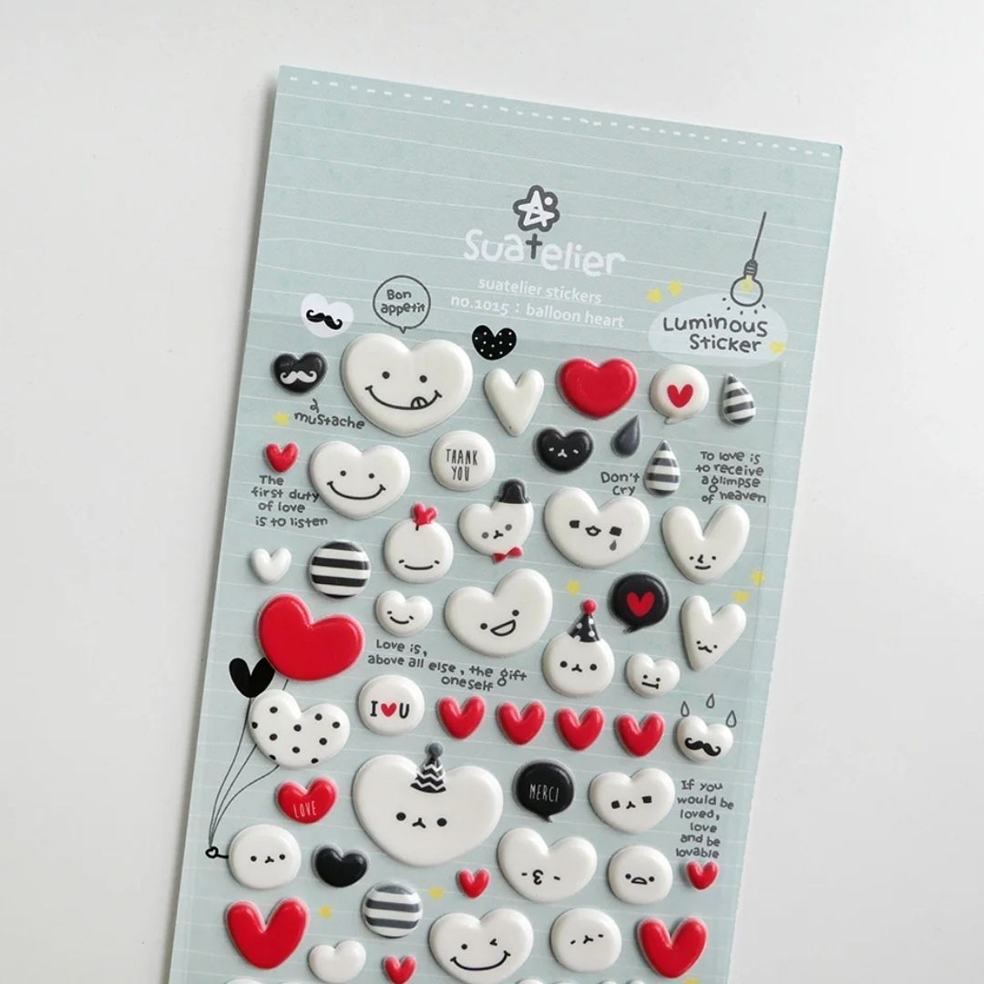 Süßes Sticker-Set Daily Deco 'Hearts' - GLOW IN THE DARK