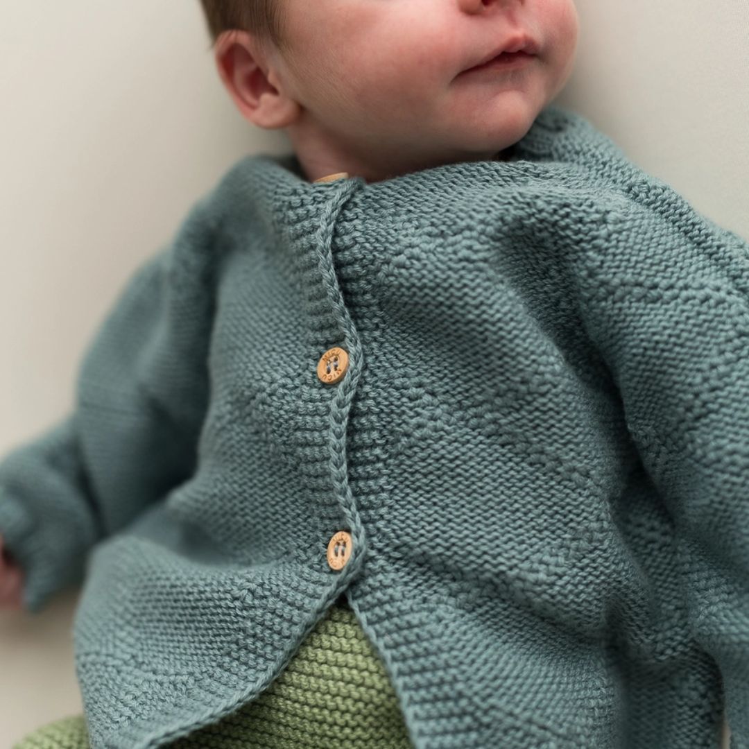 Baby Strickjacke 'Rhombus' blau