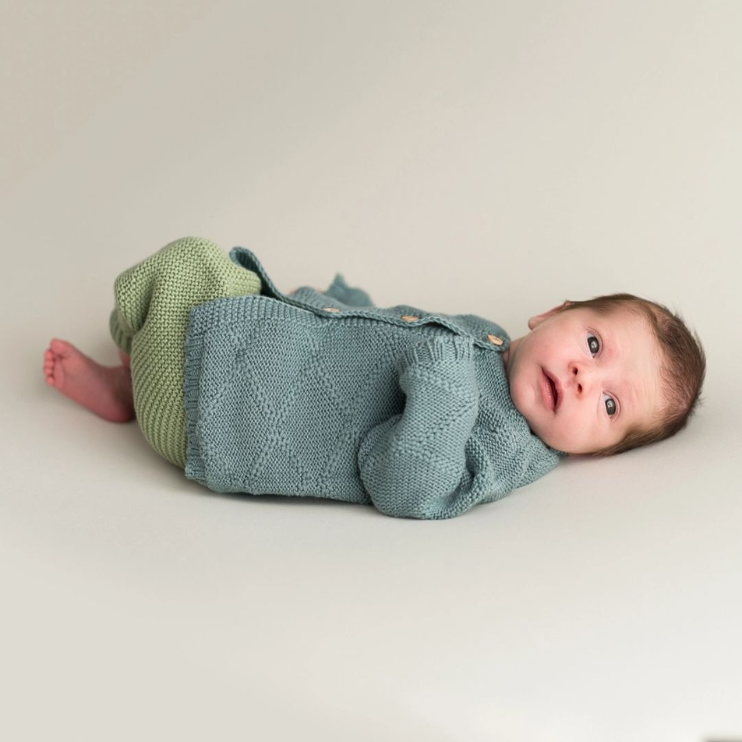 Baby Strickjacke 'Rhombus' blau