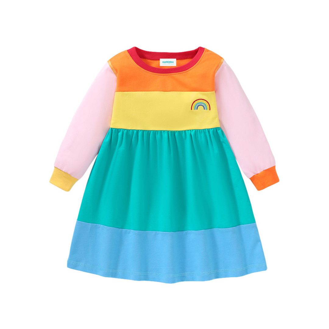 Wunderschönes Patchwork Kleid in Regenbogenfarben