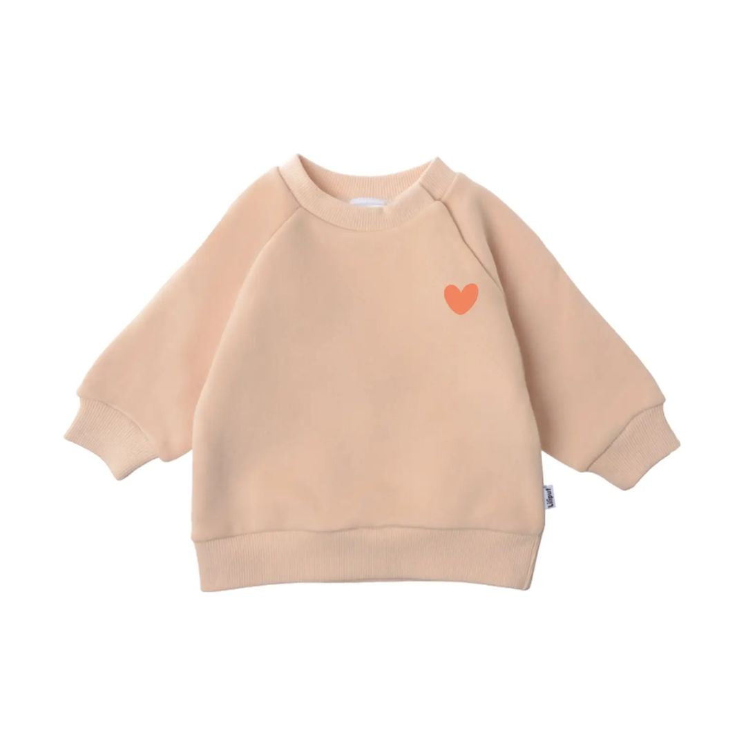 Sweatshirt in beige mit Print 'Herz'