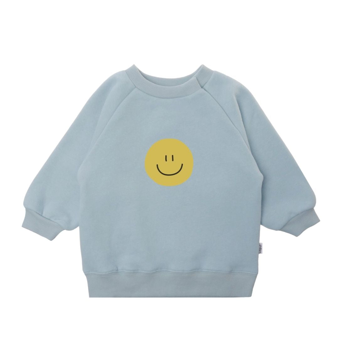 Sweatshirt in hellblau mit Print 'Smiley'