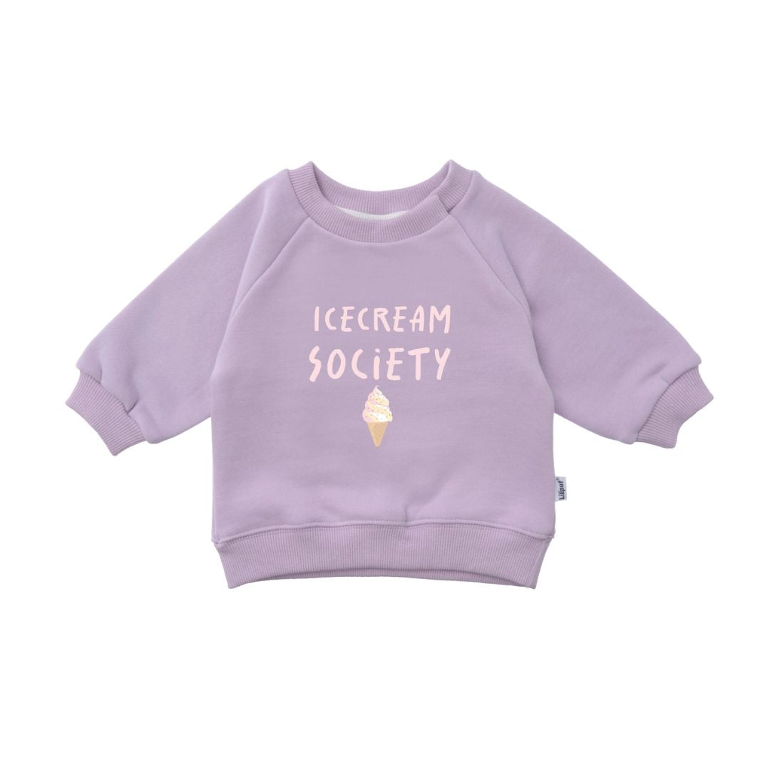 Sweatshirt in flieder mit Print 'Icecream Society'