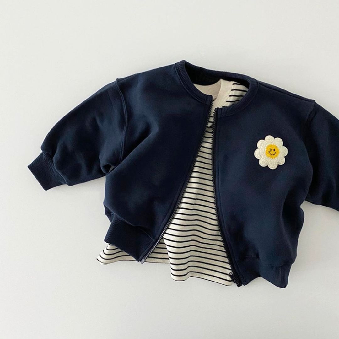 Sweatshirtjacke für Kinder 'Smiling Flower' navy